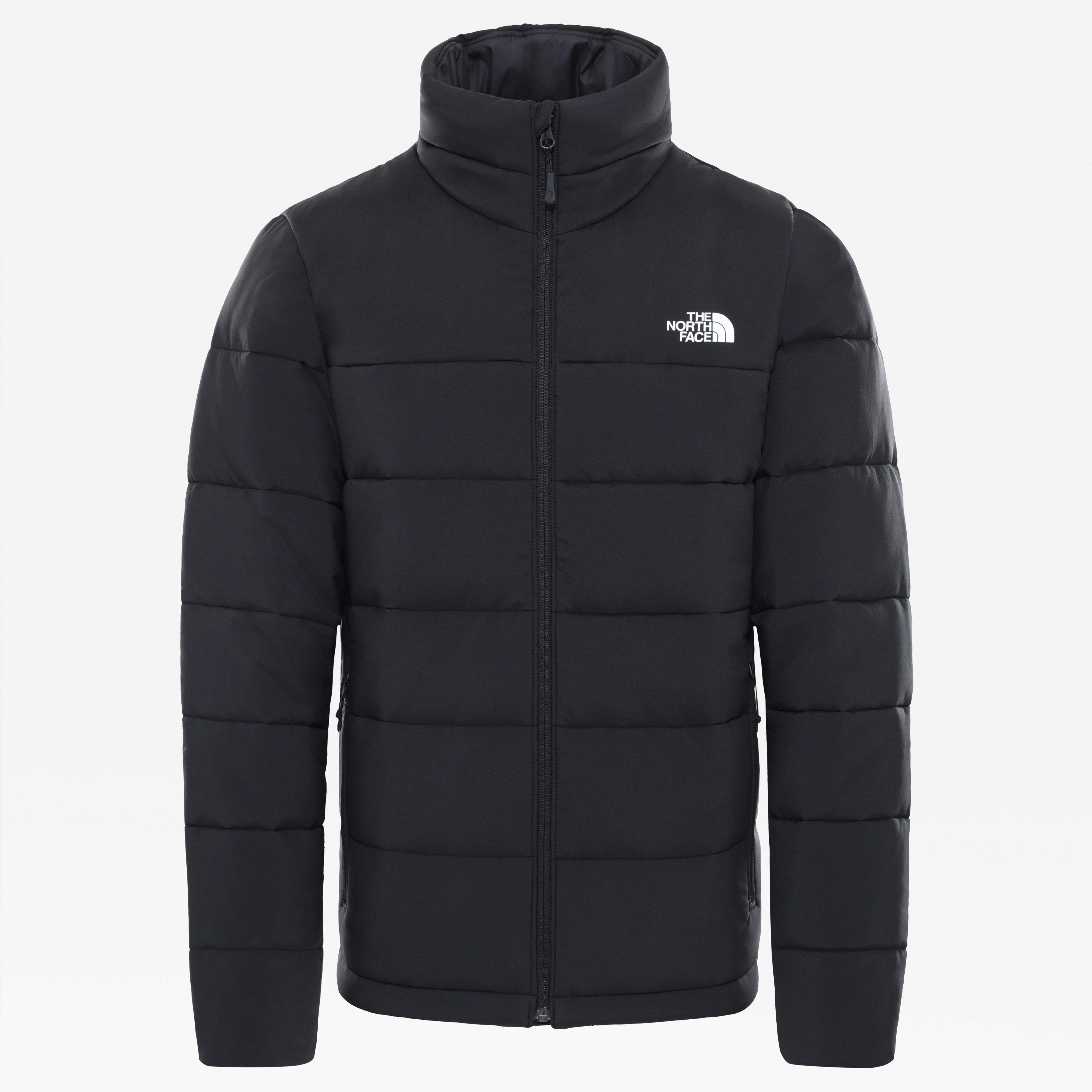 north face white and black puffer jacket